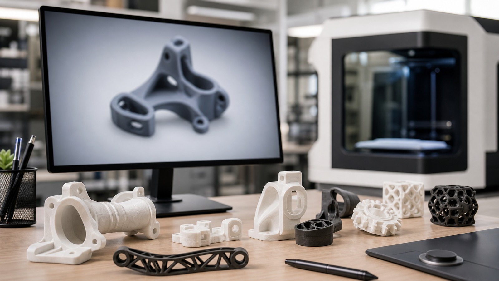 Photorealistic 3D printing scene for Best CAD Software for SLS 3D Printing Projects