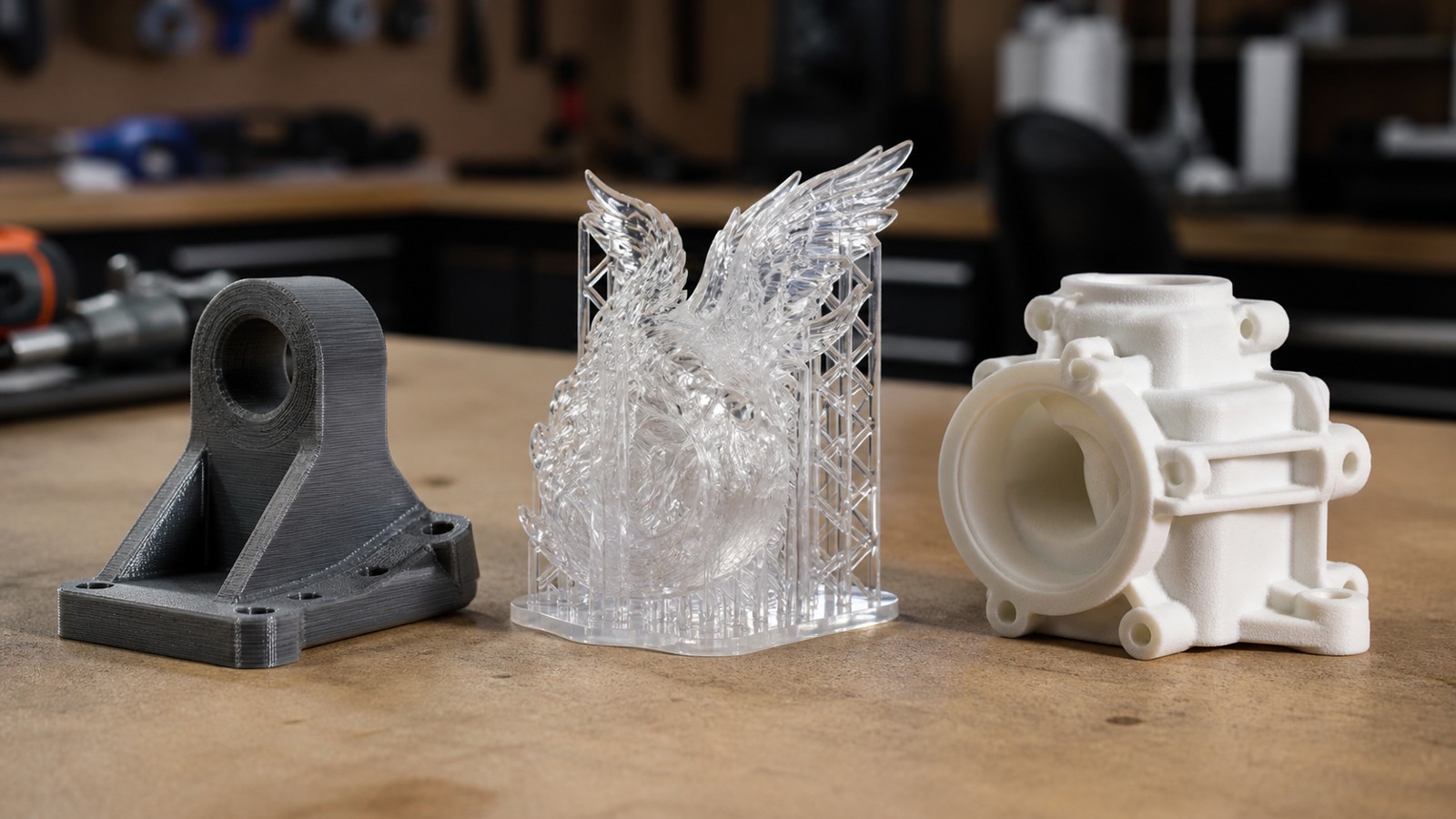 3D printing workspace scene for FDM vs SLA vs SLS: Which 3D Printing Technology Is Best?