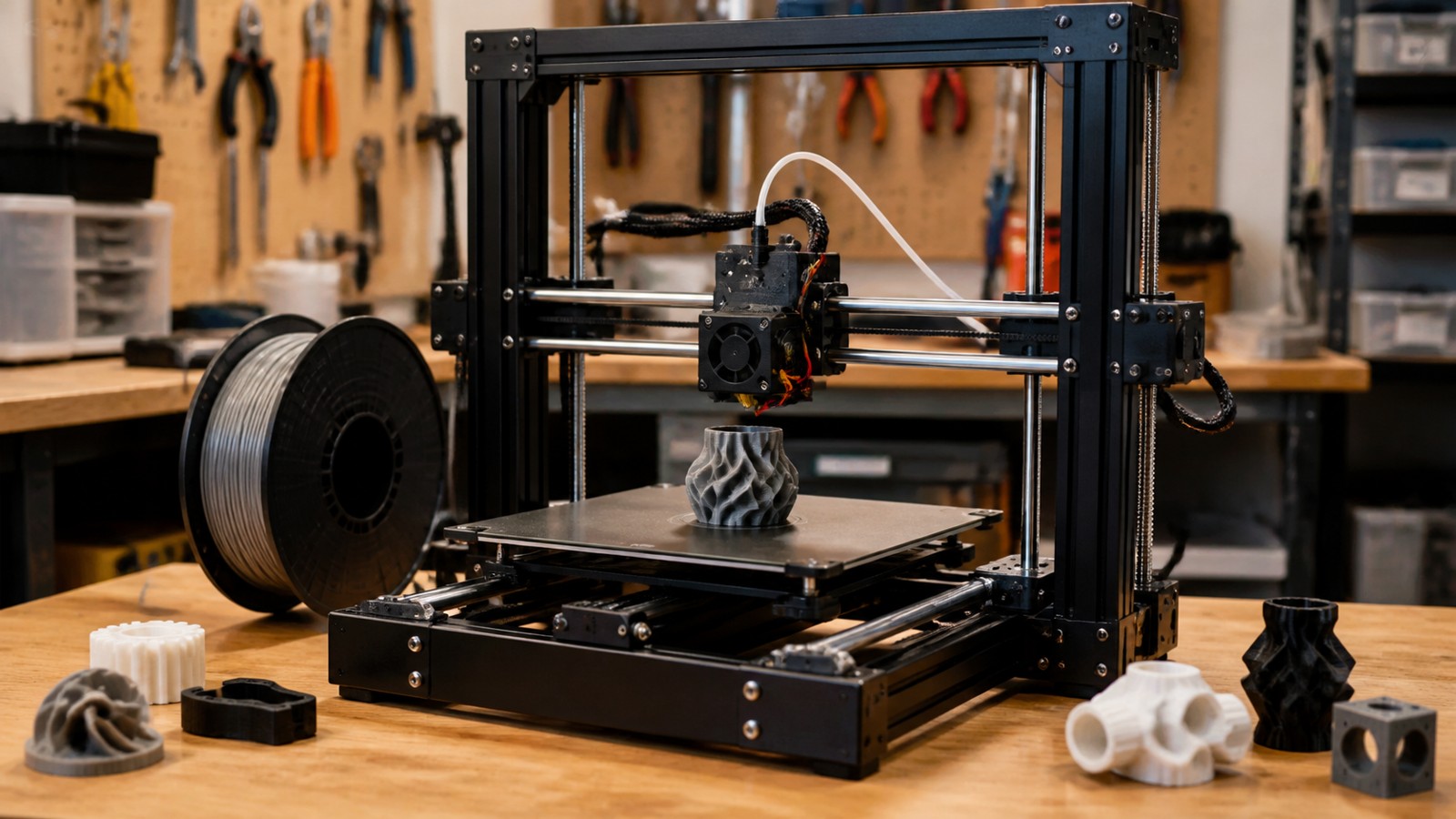 3D printing workspace scene for The Complete Beginner’s Guide to How 3D Printers Work