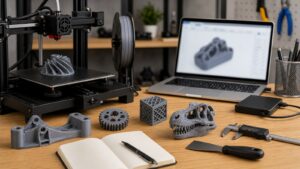 3D printing workspace scene for The Complete Guide to 3D Printing File Formats