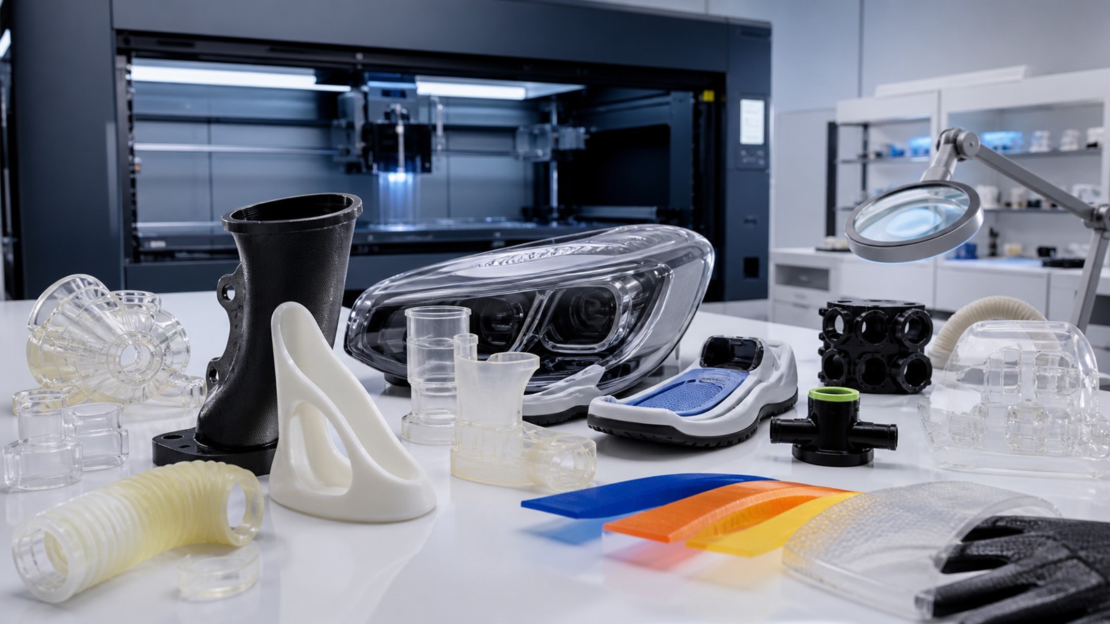 3D printing workspace scene for What Is PolyJet 3D Printing? A Complete Beginner's Guide