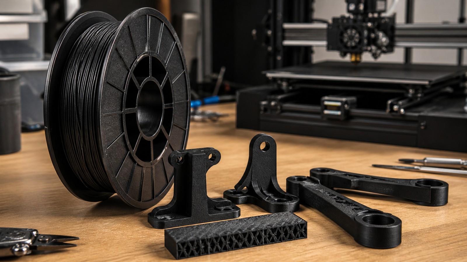 Editorial 3D printing image for Carbon Fiber Filament: The Complete Beginner's Guide