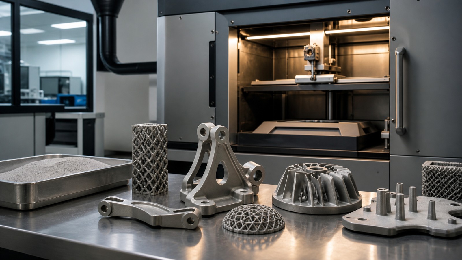 3D printing workspace scene for What Is Metal 3D Printing? A Complete Beginner's Guide