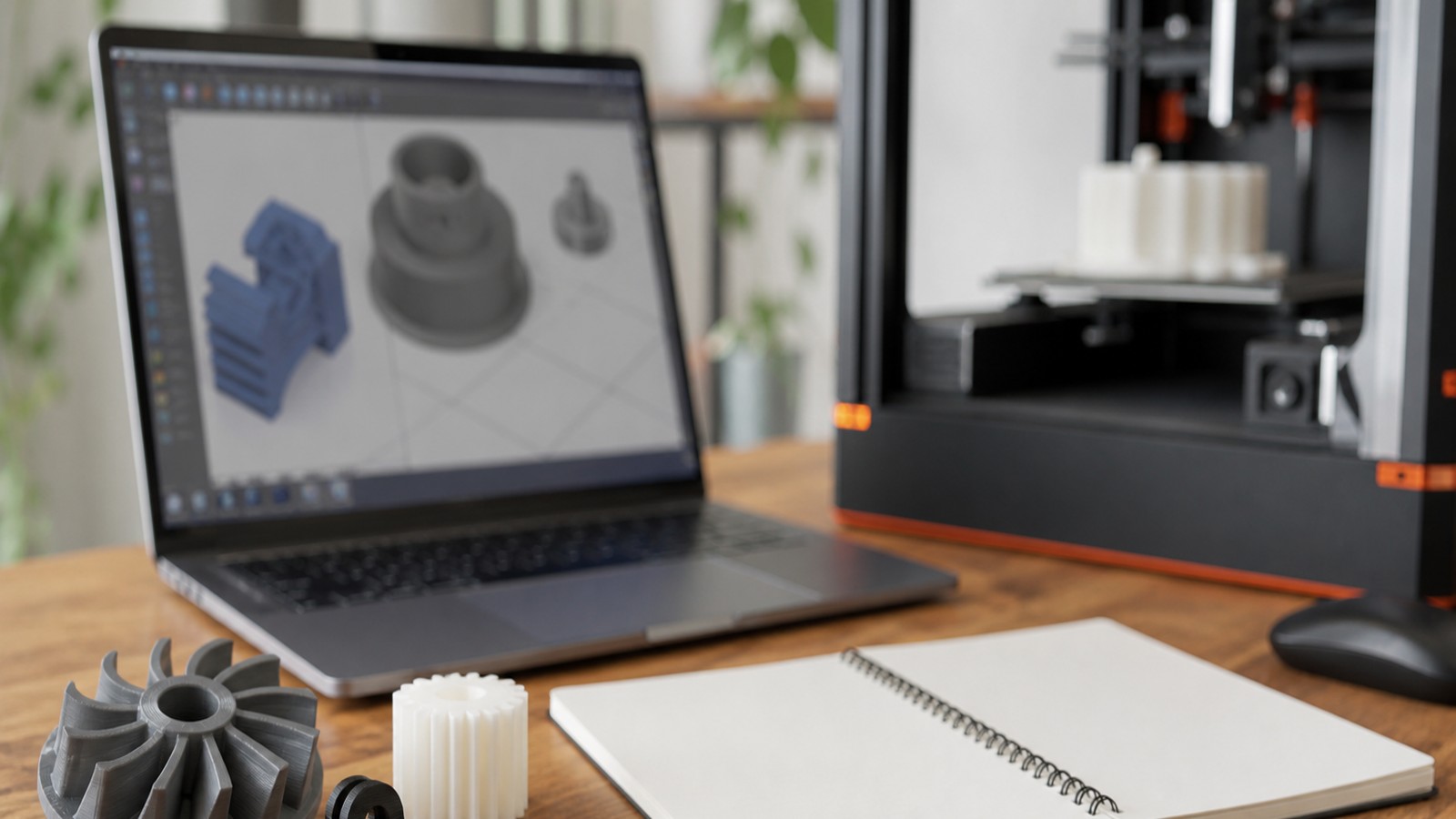 3D printing workspace scene for Best 3D Modeling Software for Beginners (Complete Guide)