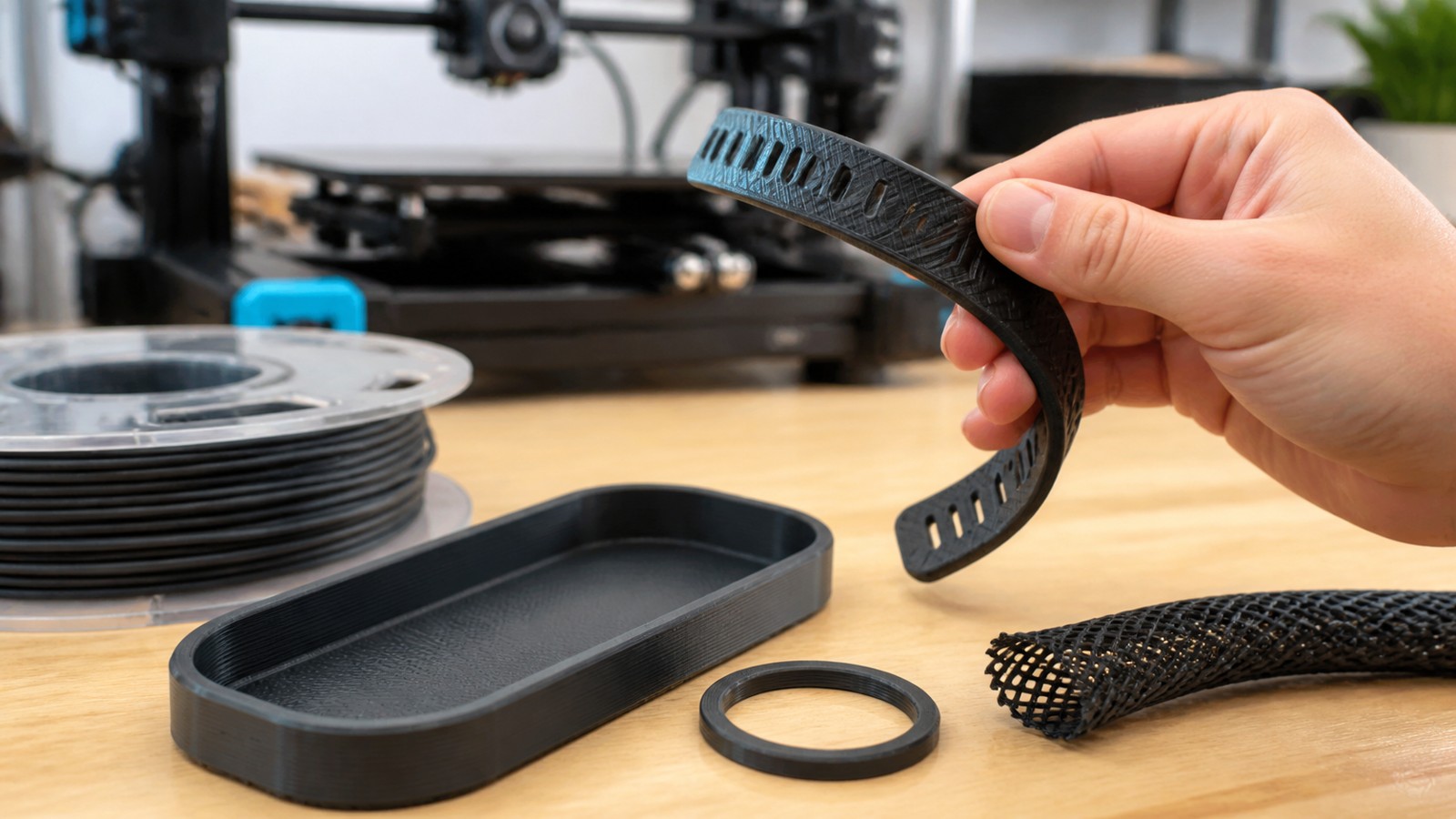 Editorial 3D printing image for TPU Filament: The Complete Beginner's Guide