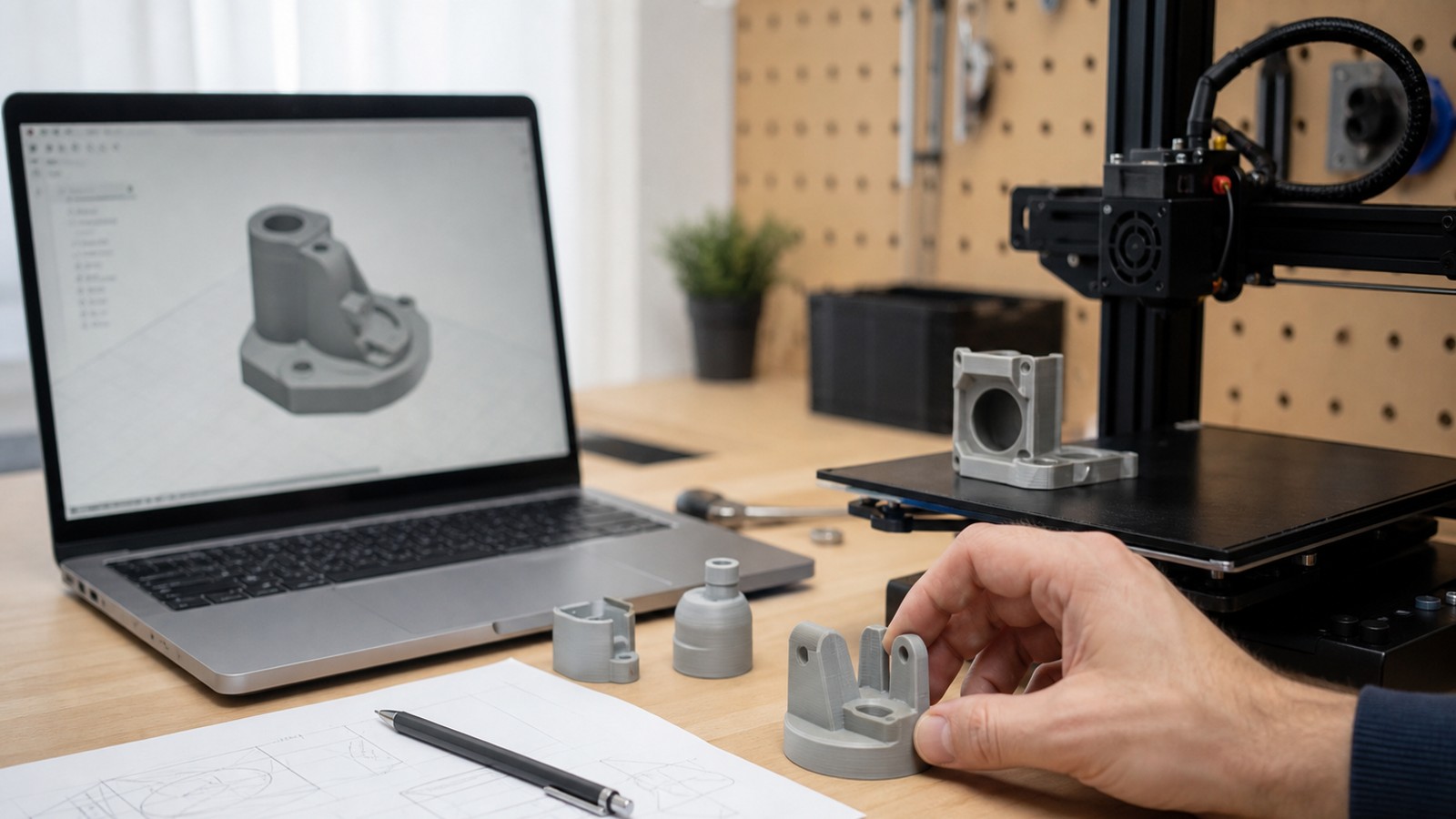 3D printing workspace scene for How to Design STL Files from Scratch (Beginner to Advanced)