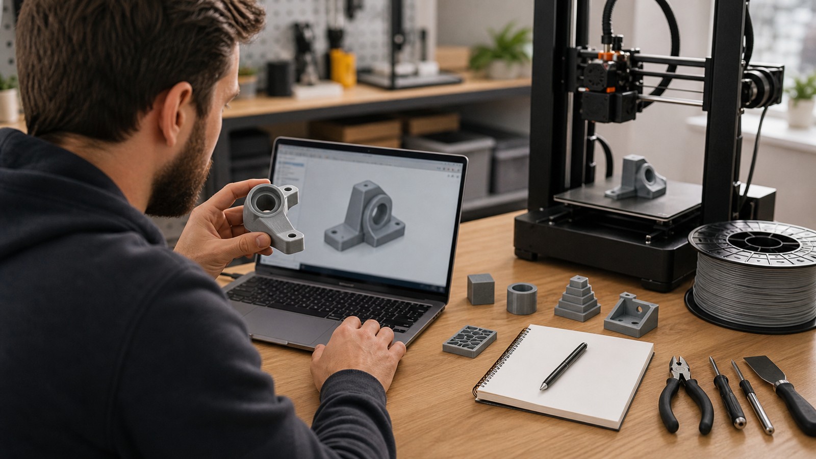 3D printing workspace scene for CAD Basics for 3D Printing: Everything You Need to Know