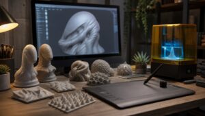 3D printing workspace scene for Sculpting for 3D Printing: A Complete Beginner's Guide